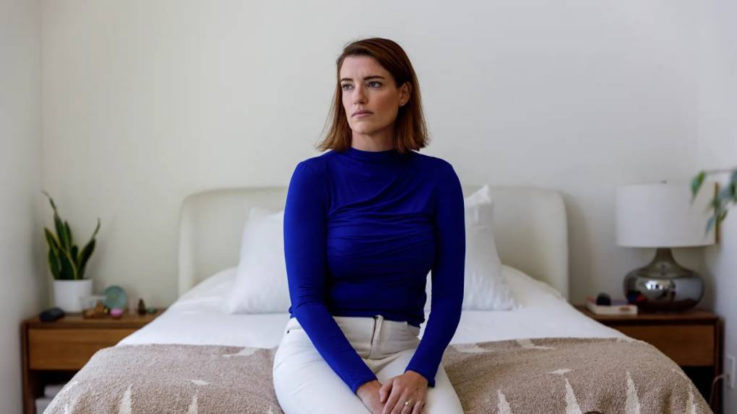 Angie Costales, 39, at her home in San Diego on June 14, 2024. In December, a CVS pharmacy in San Diego denied Costales the medication she was prescribed to manage her miscarriage. (Kristian Carreon/CalMatters)